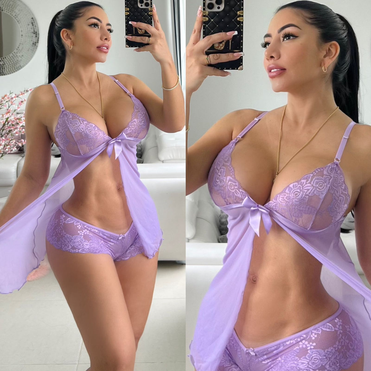 Babydoll Lencería de Encajé Cachetero